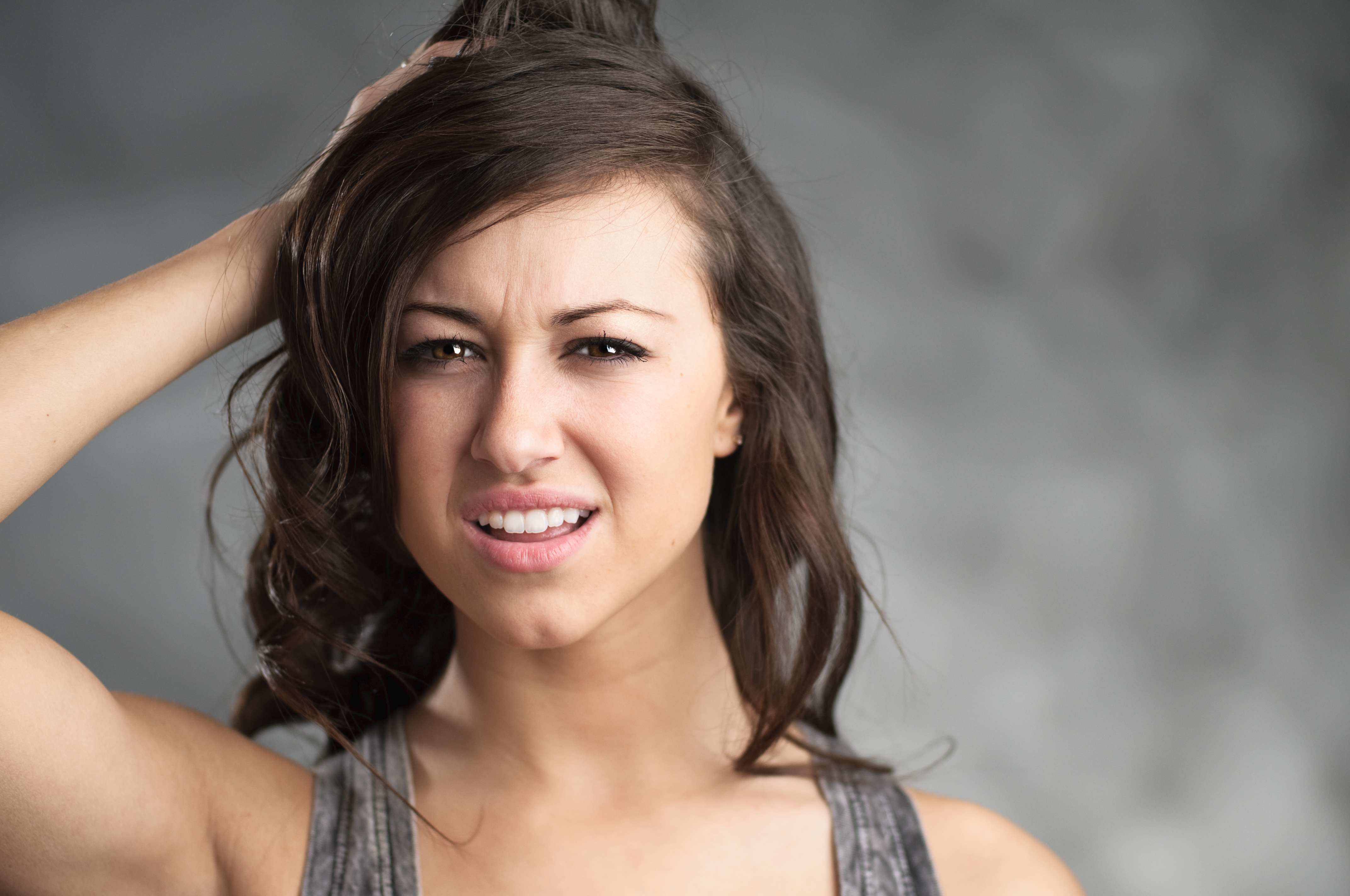 Confused Young Caucasian Woman Portrait