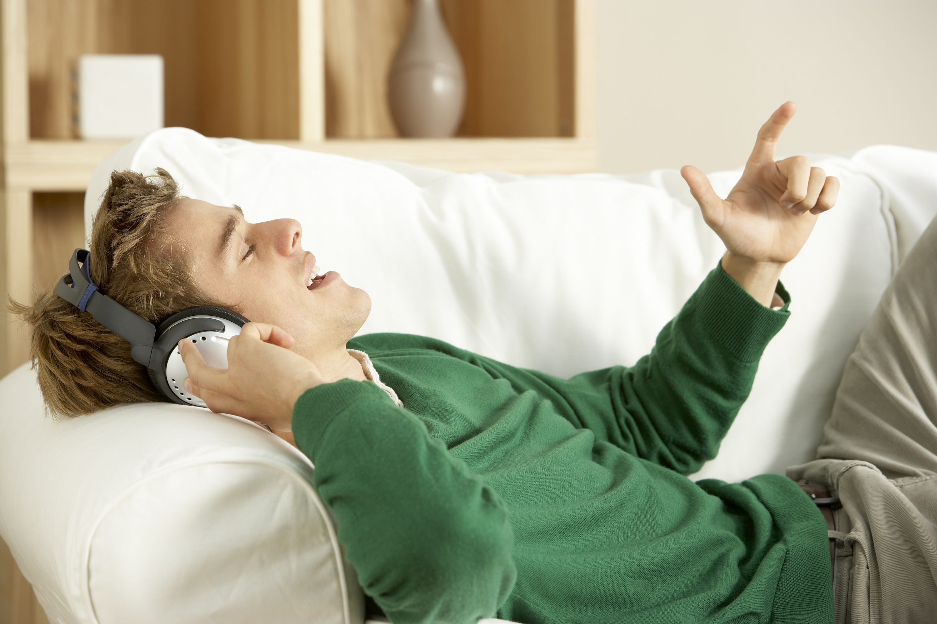 Young Man Listening To Music