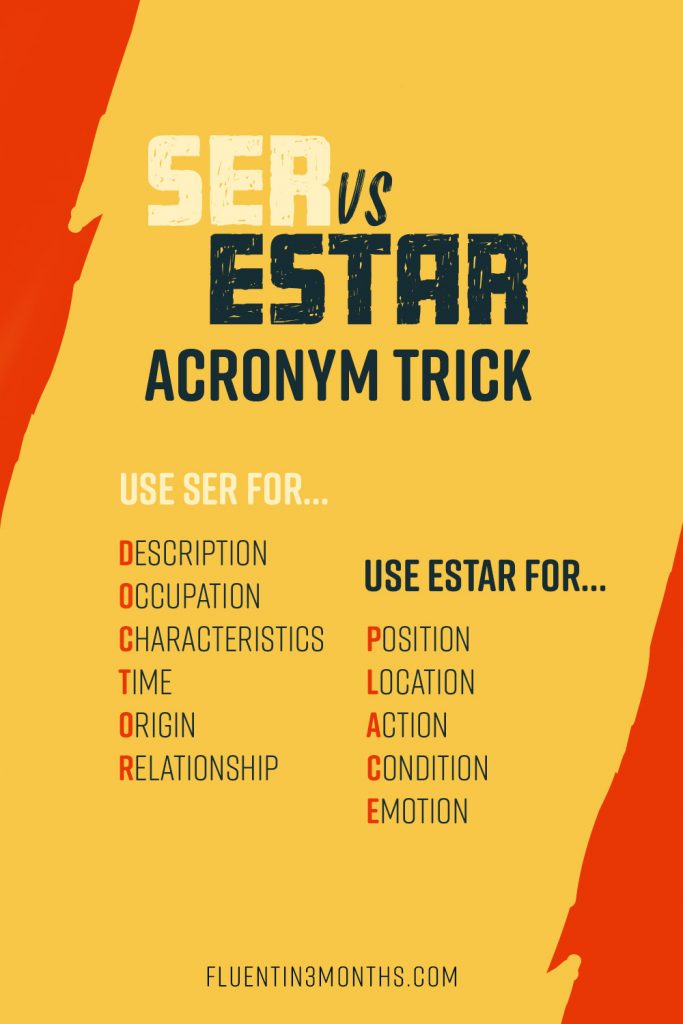 Ser vs Estar Acronym Trick
