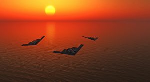 Stealth fighters over the sea