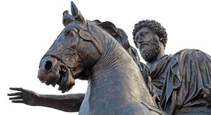 Equestrian statue of Marcus Aurelius on the Capitoline Hill of Rome, Italy
