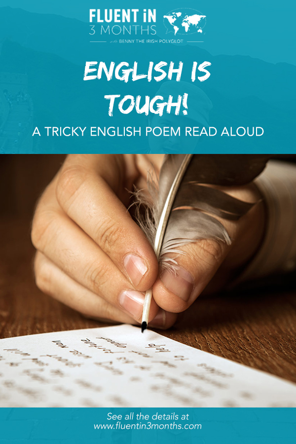 English is tough stuff! Tricky English poem read aloud with IPA indications, and with funny images