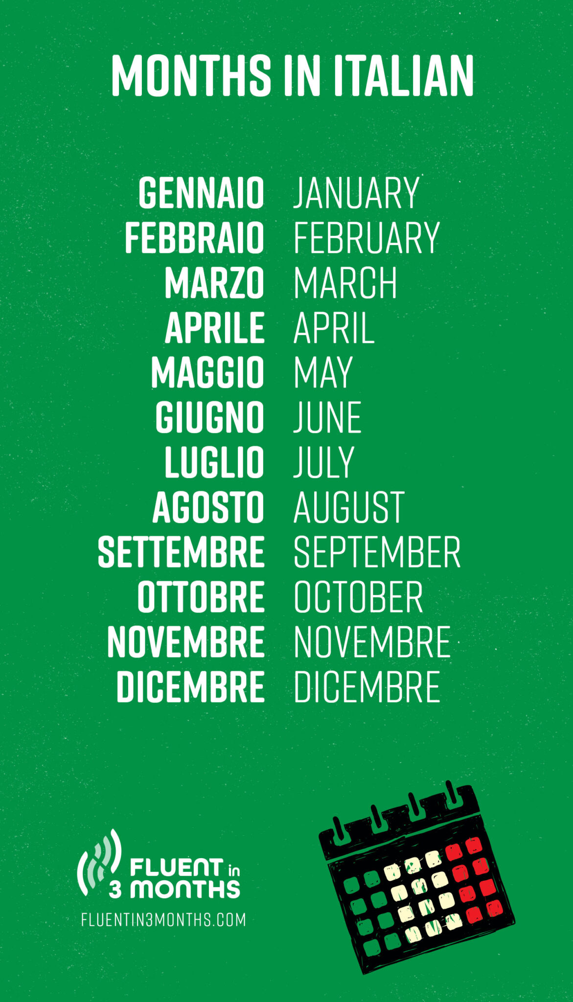 Learn months of the year in italian with audio 