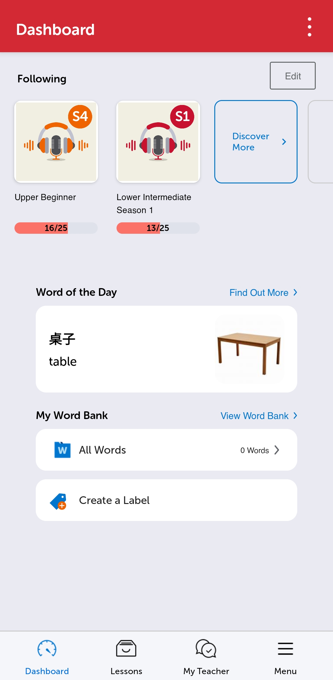ChineseClass101 home screen on the Innovative Language mobile app