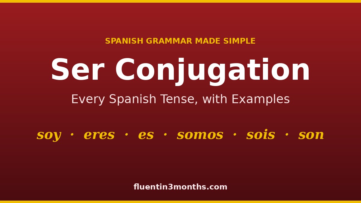 Ser conjugation in Spanish: soy, eres, es, somos, sois, son