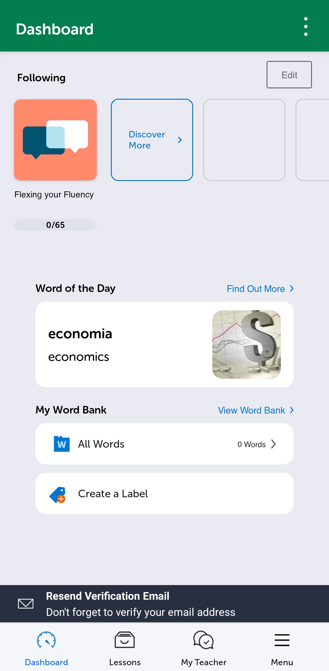 PortuguesePod101 home screen on the Innovative Language mobile app