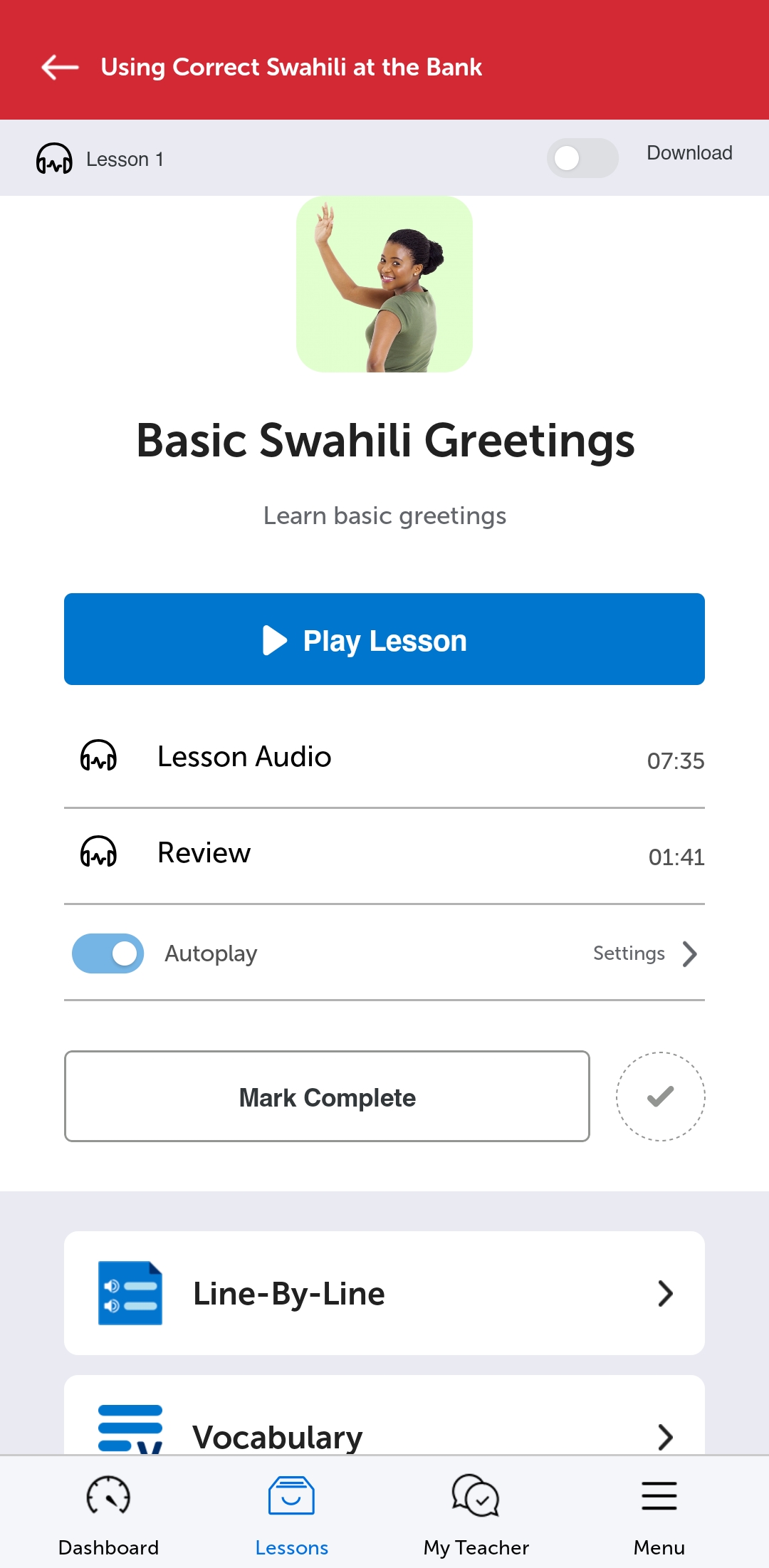 SwahiliPod101 mobile app lesson