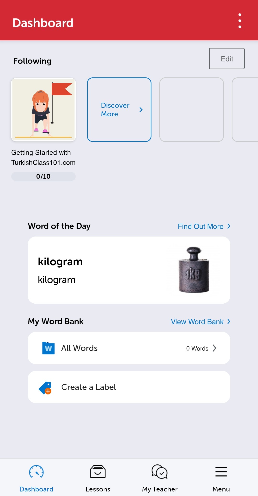 TurkishClass101 mobile app home screen