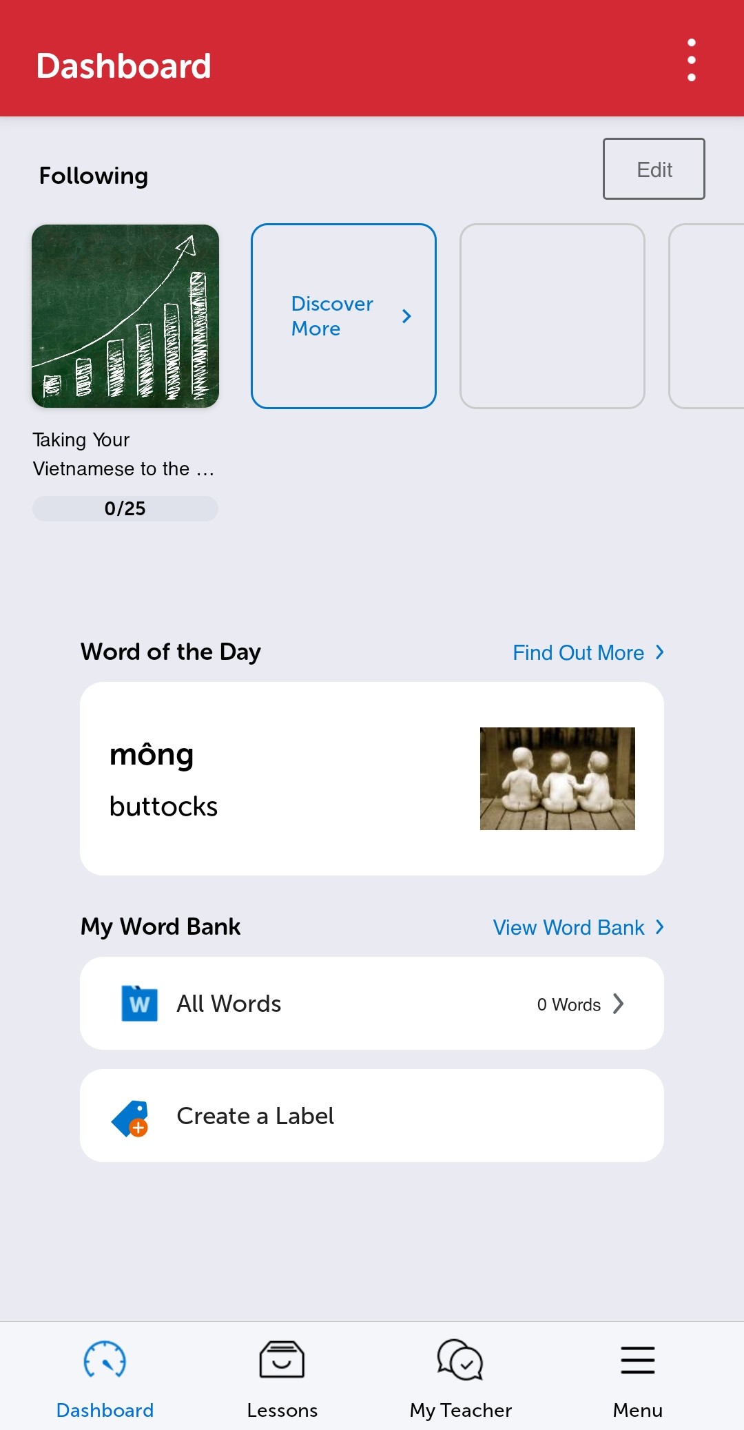 VietnamesePod101 mobile app home screen