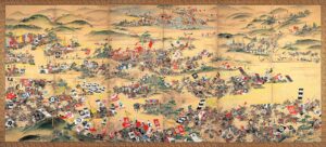 Late Edo-period folding screen depicting the Battle of Sekigahara