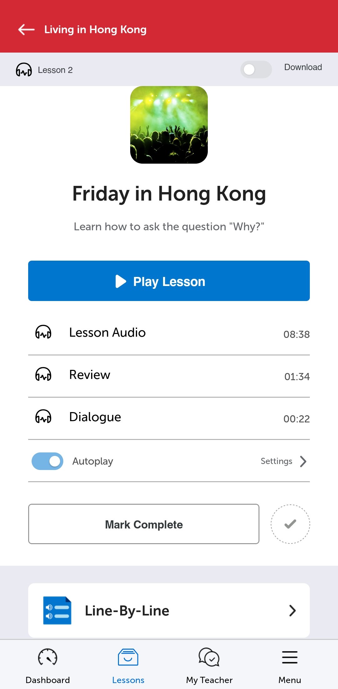 A CantoneseClass101 lesson in the mobile app