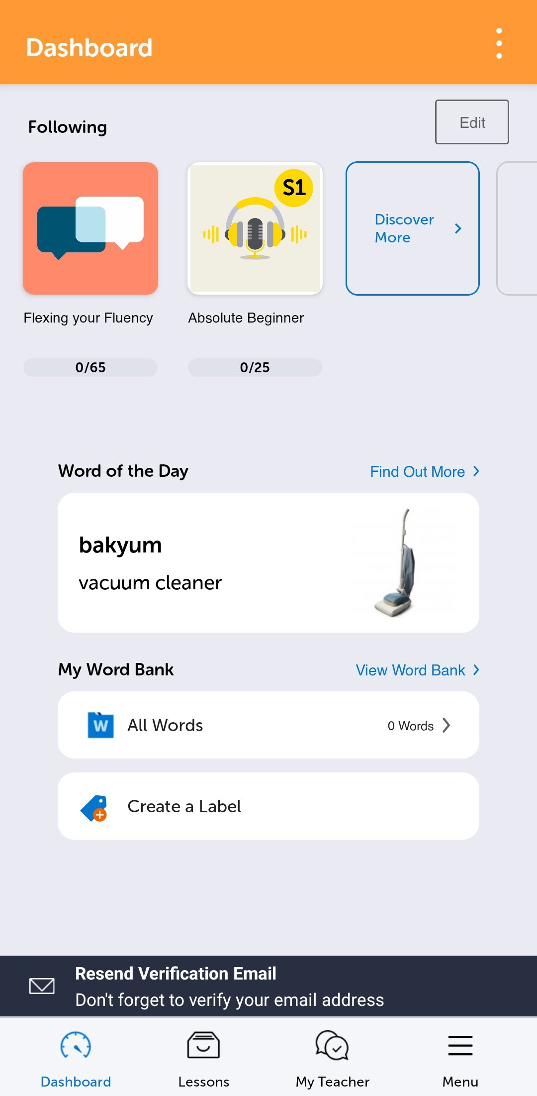 The FilipinoPod101 mobile app home screen