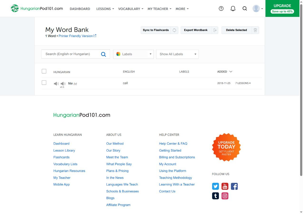 The HungarianPod101 Premium Word Bank