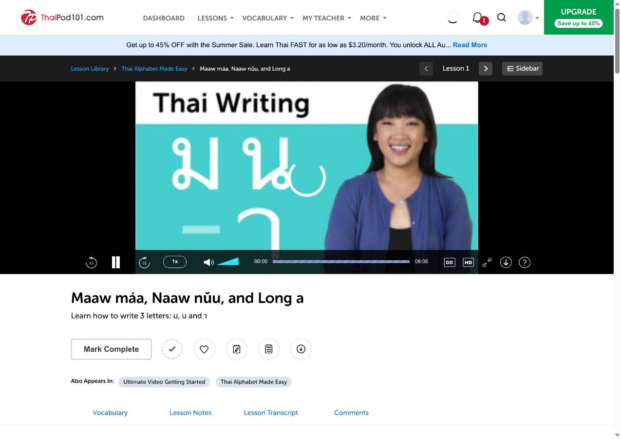 A ThaiPod101 lesson with audio, transcript and lesson notes